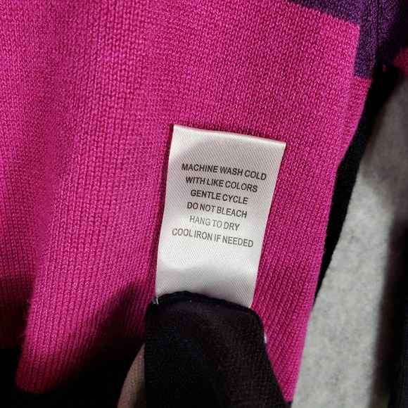 Carol Rose NWT Sweater Knit Pullover 3/4 Sleeve Mock‎ Neck Pink Purple - Picture 8 of 9